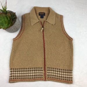 Woolrich VTG Zip Up Sweater Light Saddle Vest Sz S
